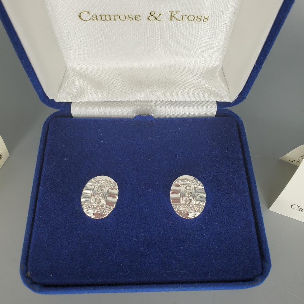 Camrose & Kross Reproduction Jacqueline Kennedy Silver Oval Earring Studs